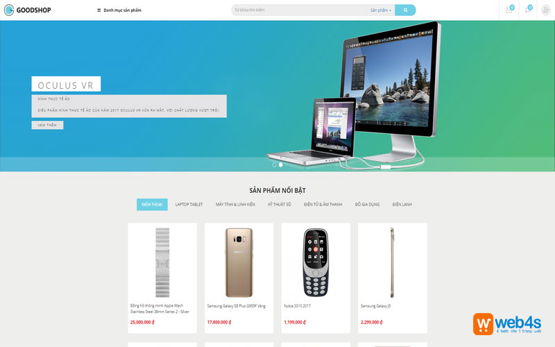Mẫu thiết kế website bán điện thoại tối giản 
